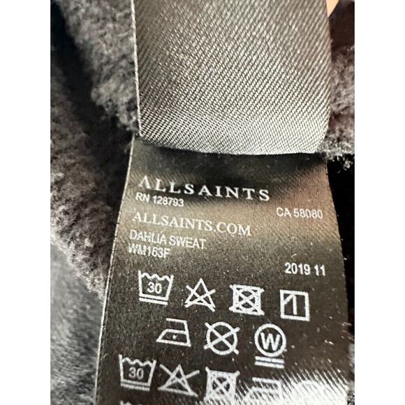 All Saints Dahlia Sweat Drape Front Cardigan Zip Sz Small Black Asymmetrical - Picture 10 of 11